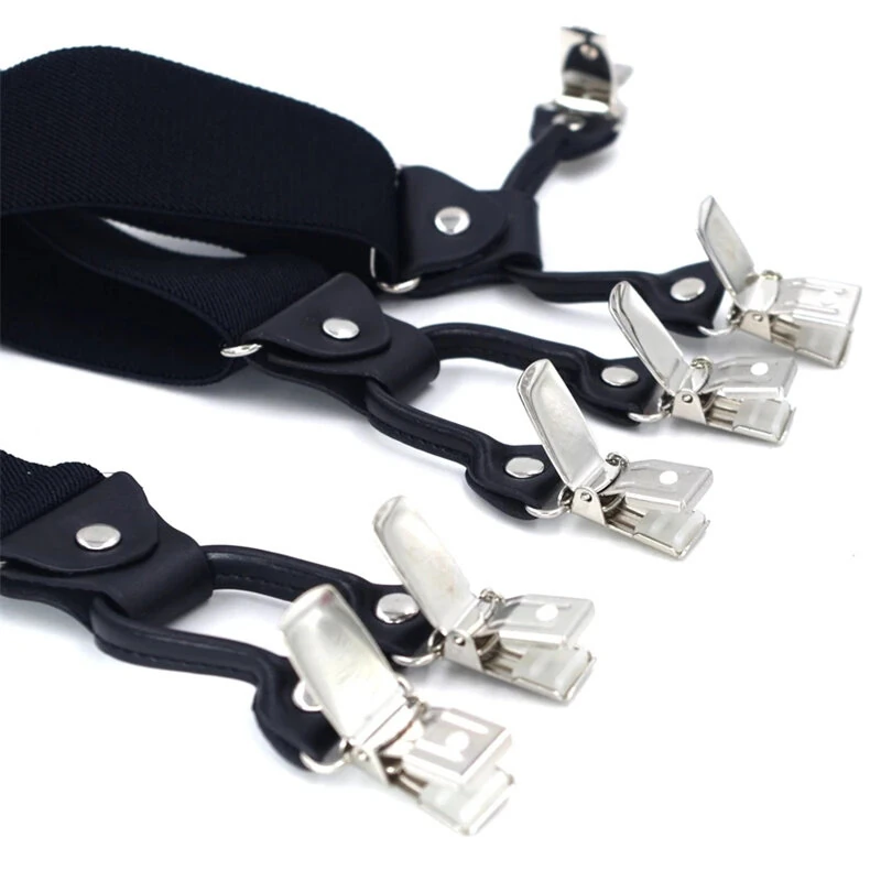(image for) Men's Suspender Business Trousers Strap Clips Braces Vintage Casual Suspensorio Trousers Six-clip Shoulder Straps