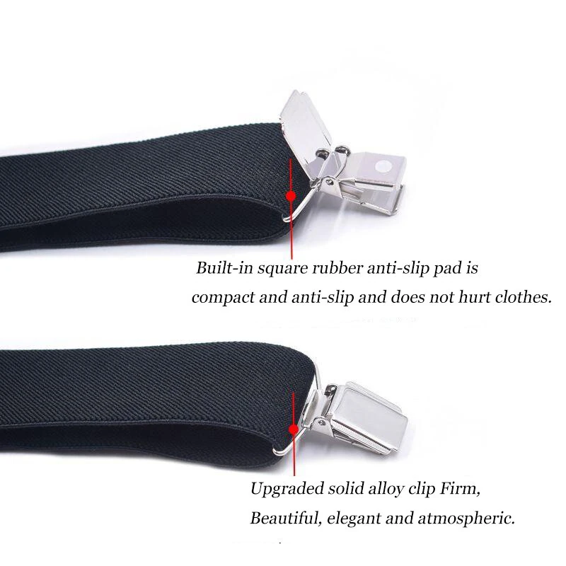 (image for) Men's Suspender Business Trousers Strap Clips Braces Vintage Casual Suspensorio Trousers Six-clip Shoulder Straps