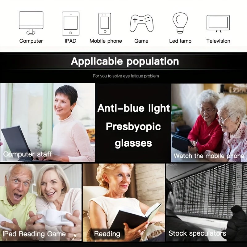 (image for) TR90 Reading Glasses Anti-blue Light High Definition Presbyopia Eyeglasses Men's Hyperopia Optical Eyewear Ultralight Sport Non-slip Eyeglasses Diopters To +3.5